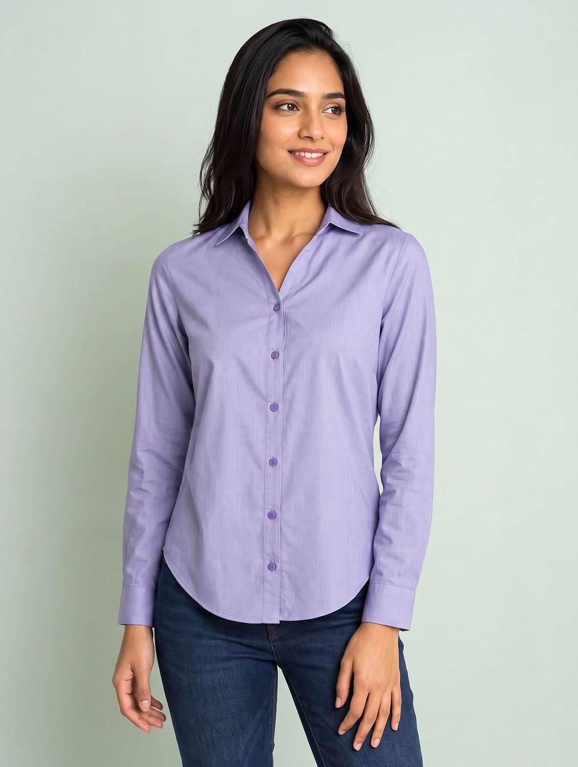women solid long sleeves regular shirt - 22610649 -  Standard Image - 2