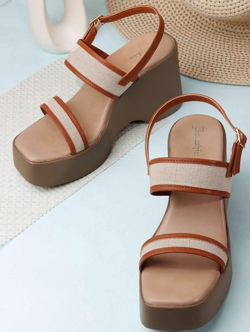 women textured back strap wedges
