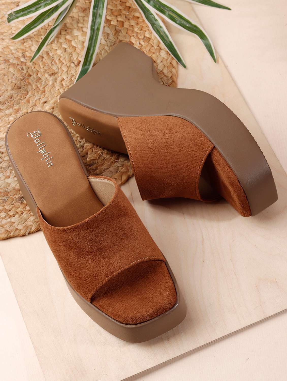 women solid slip on wedges