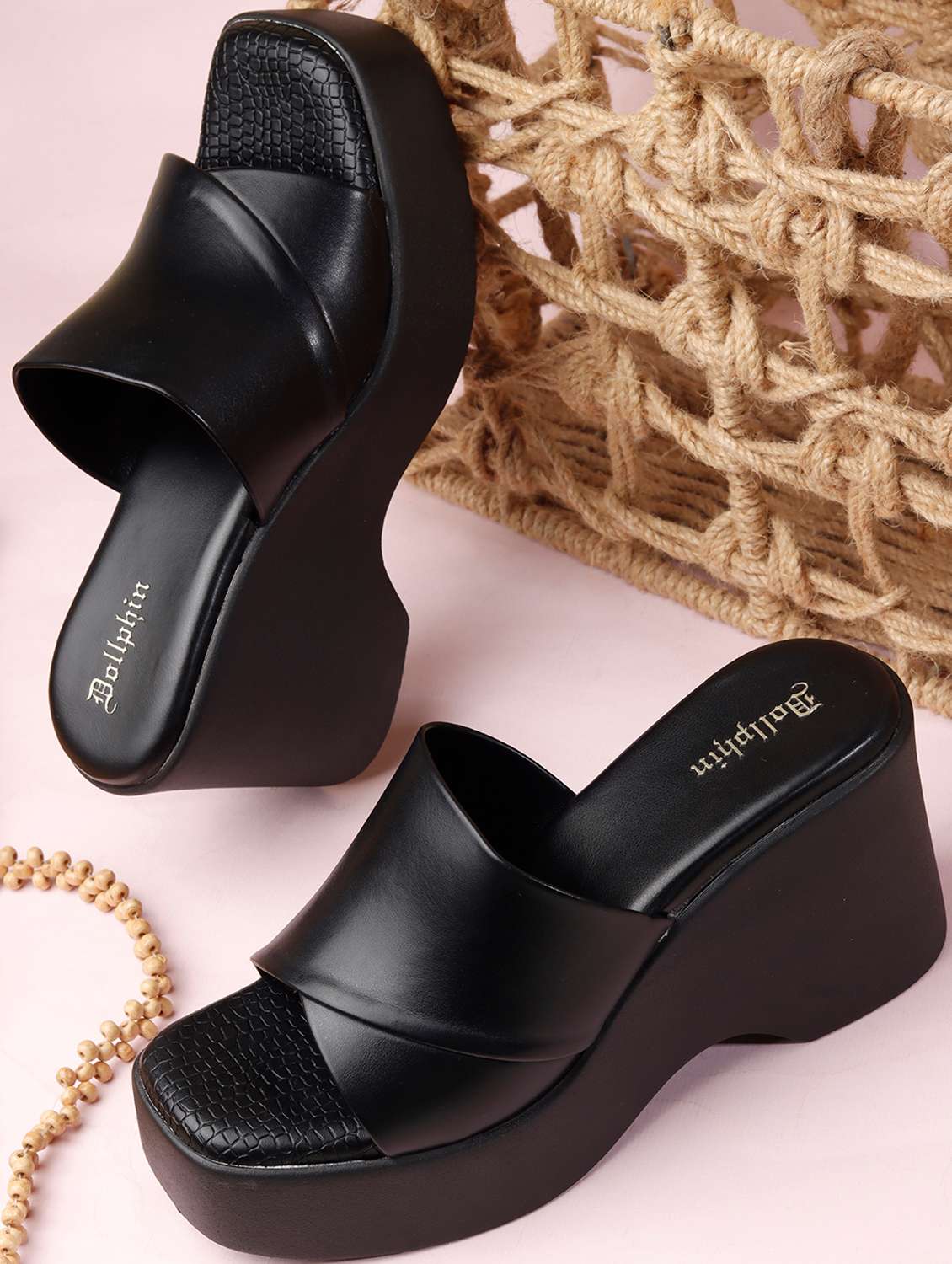women solid slip on wedges