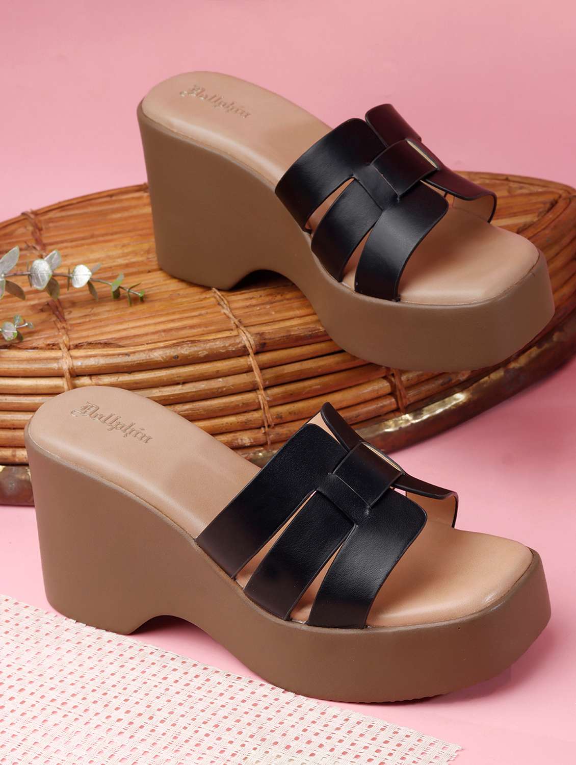 women solid slip on wedges