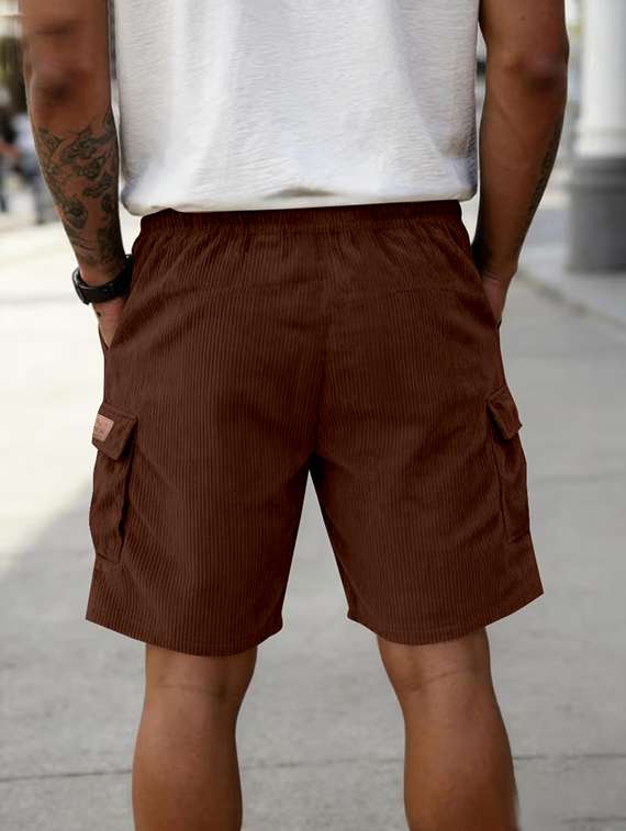 Men Textured Mid Rise Regular Fit Cargo Shorts - 22610726 -  Standard Image - 2