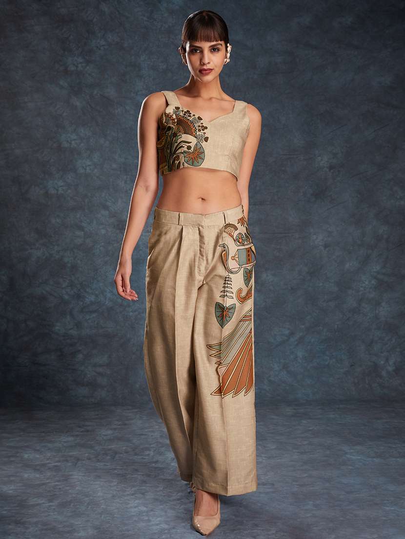 women printed sleeveless top and trouser co-ord set - 22610749 -  Standard Image - 2