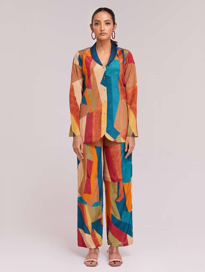 Women Printed Long Sleeves Shirt And Trouser Co-ord Set - 22610757 -  Standard Image - 2