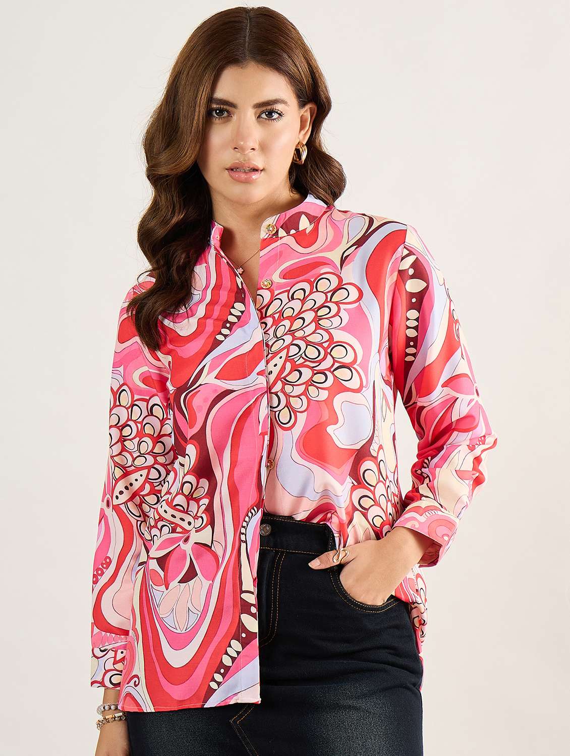 women printed long sleeves regular shirt - 22610797 -  Standard Image - 2