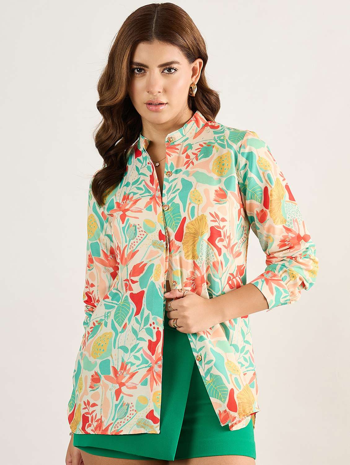 women printed long sleeves regular shirt - 22610804 -  Standard Image - 2