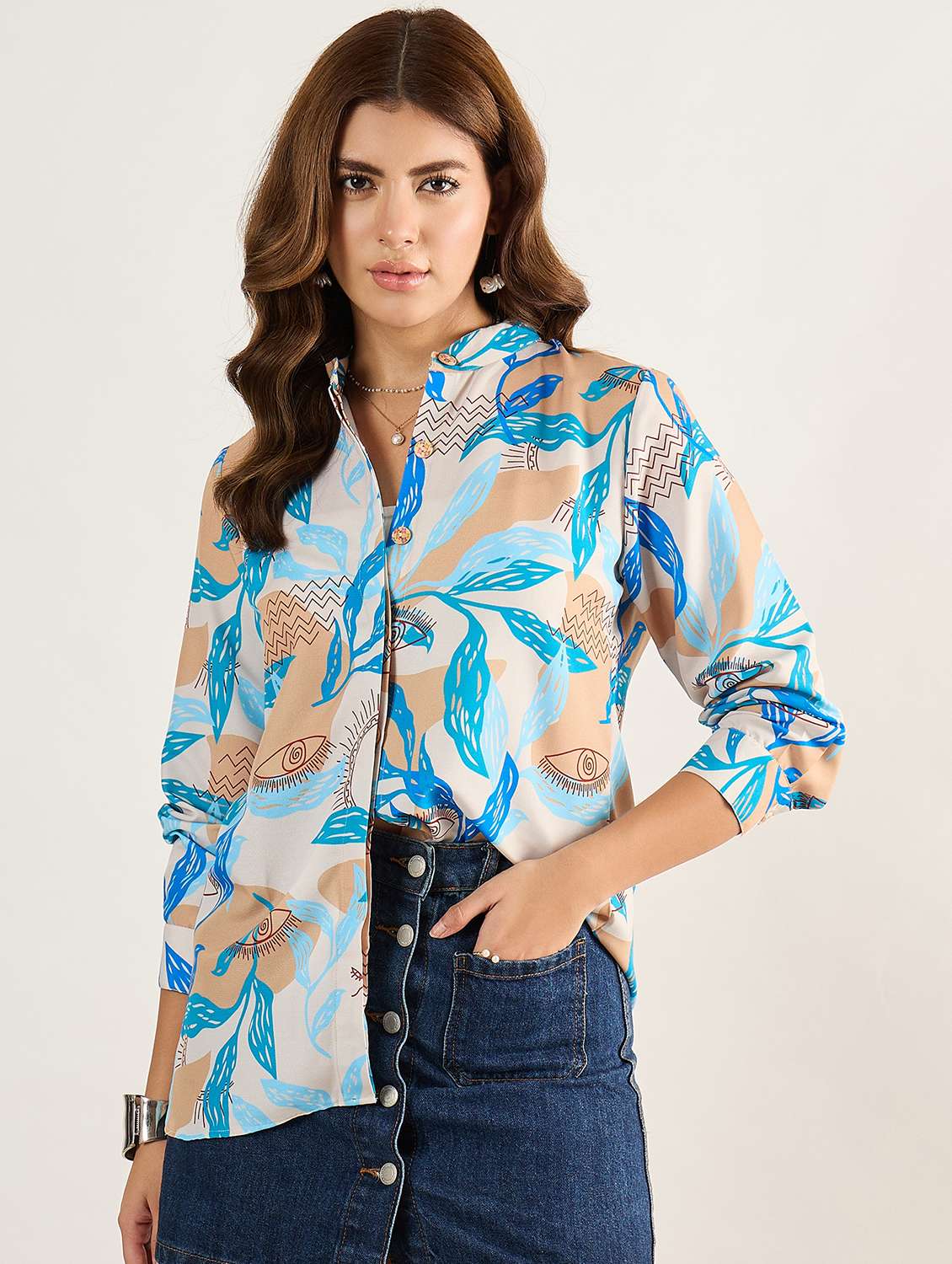 women printed long sleeves regular shirt - 22610806 -  Standard Image - 2