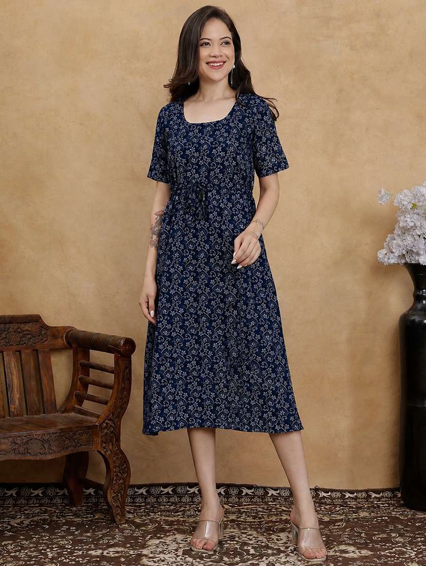 Women Printed Short Sleeves A-line Dress - 22610823 -  Standard Image - 2