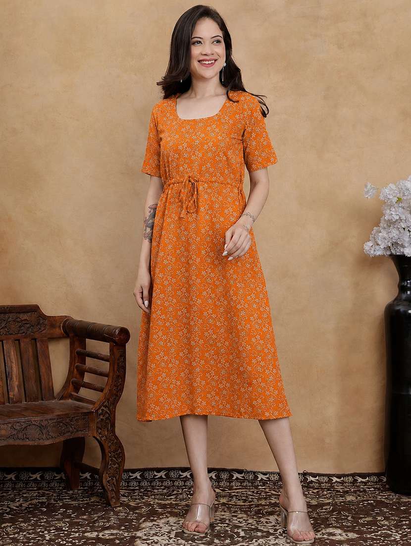 Women Printed Short Sleeves A-line Dress - 22610830 -  Standard Image - 2