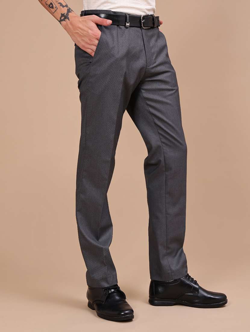 Men Solid Mid Rise Flat Front Formal Trouser - 22613698 -  Standard Image - 2