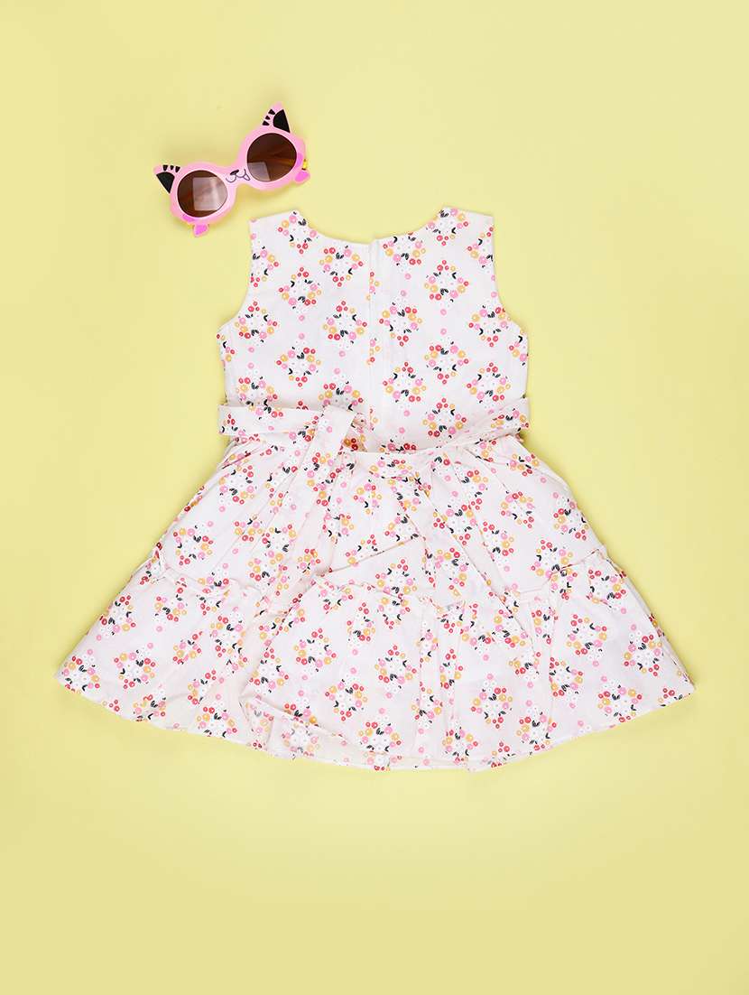 Girls Printed Round Neck Frock - 22614068 -  Standard Image - 2