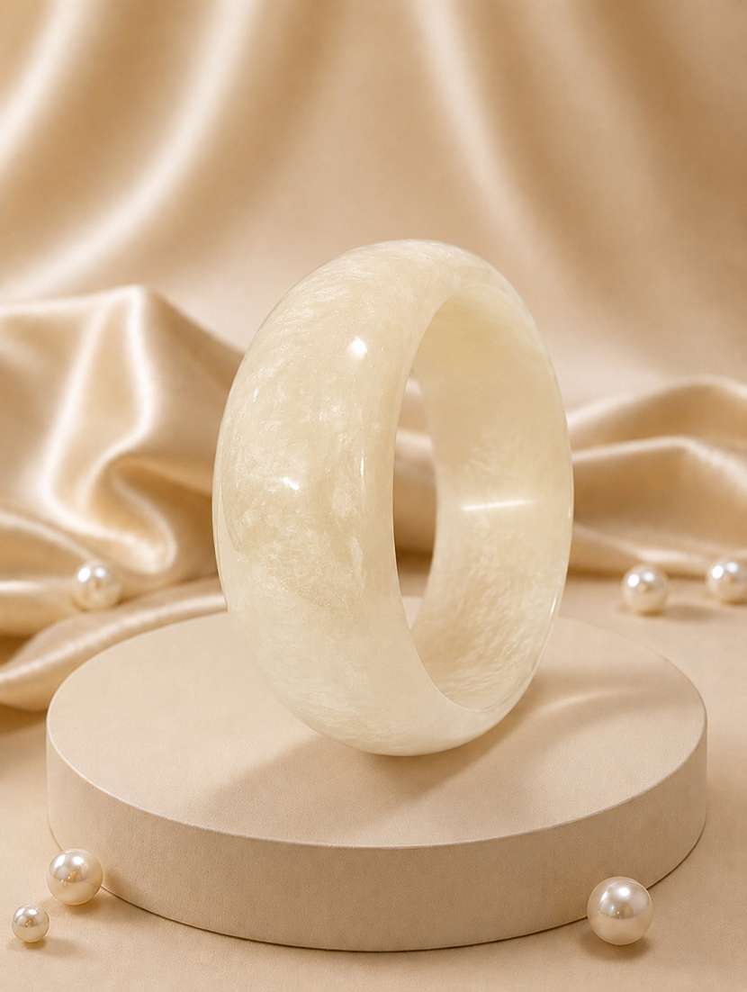 women set of 2 white acrylic pearl embellished bangles - 22614911 -  Standard Image - 2
