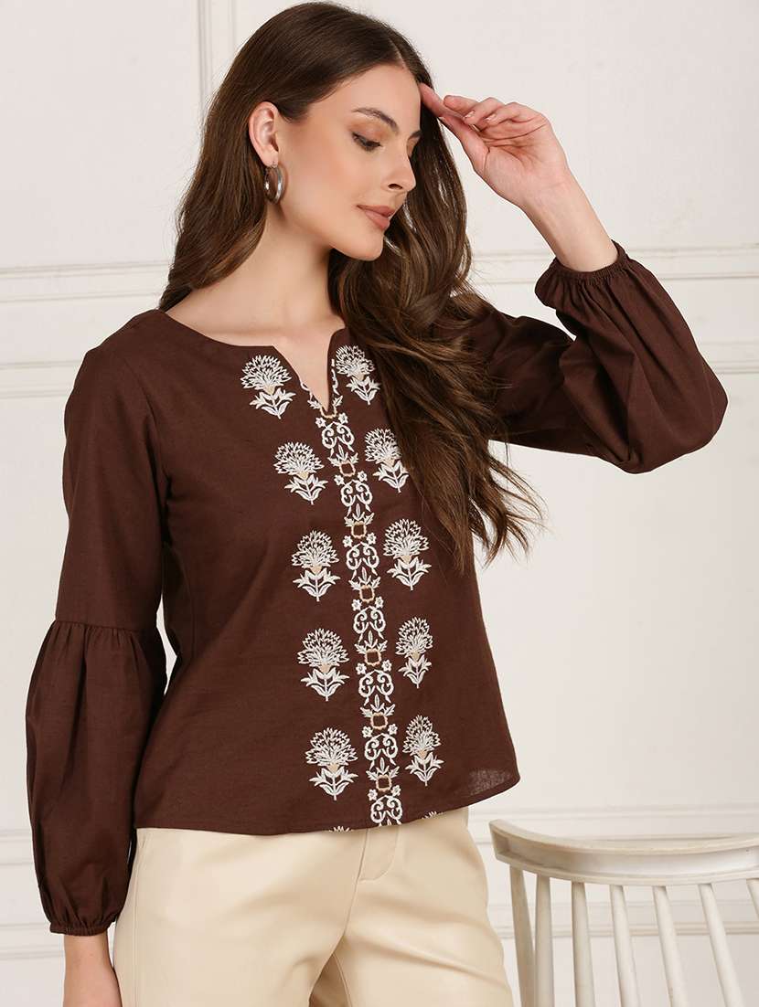 Women Embroidered Long Sleeves Regular Top - 22614971 -  Standard Image - 2