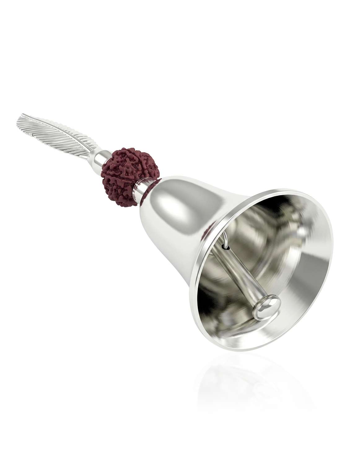 big silver plated bell with leaf and rudraksh - 22615057 -  Standard Image - 2