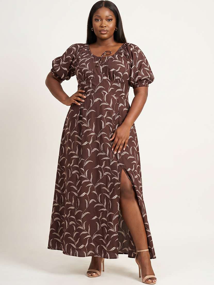 Women Printed Puff Sleeves A-line Dress - 22615066 -  Standard Image - 2