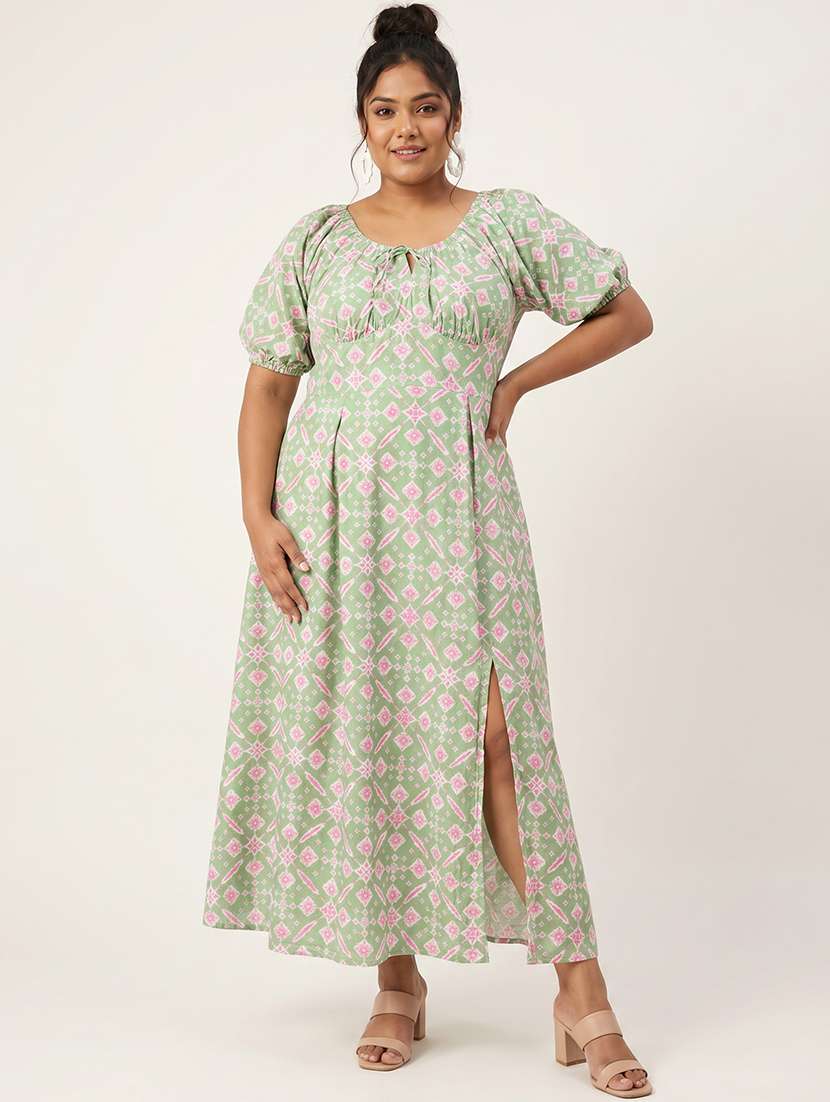 Women Printed Puff Sleeves A-line Dress - 22615067 -  Standard Image - 2