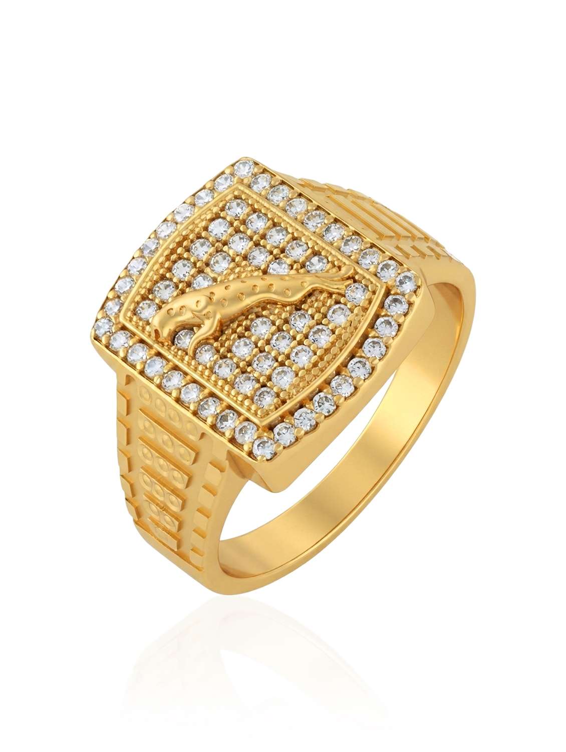 men gold brass imitation diamond jaguar finger ring - 22615103 -  Standard Image - 2