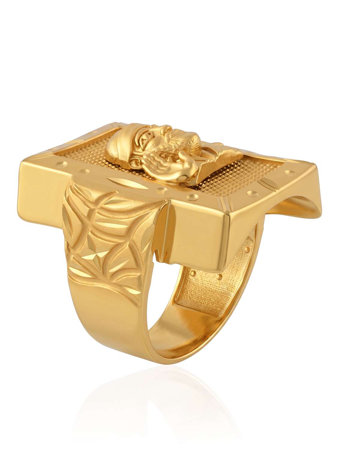 men brass micron gold plated finger ring with sai baba motif - 22615107 -  Standard Image - 2