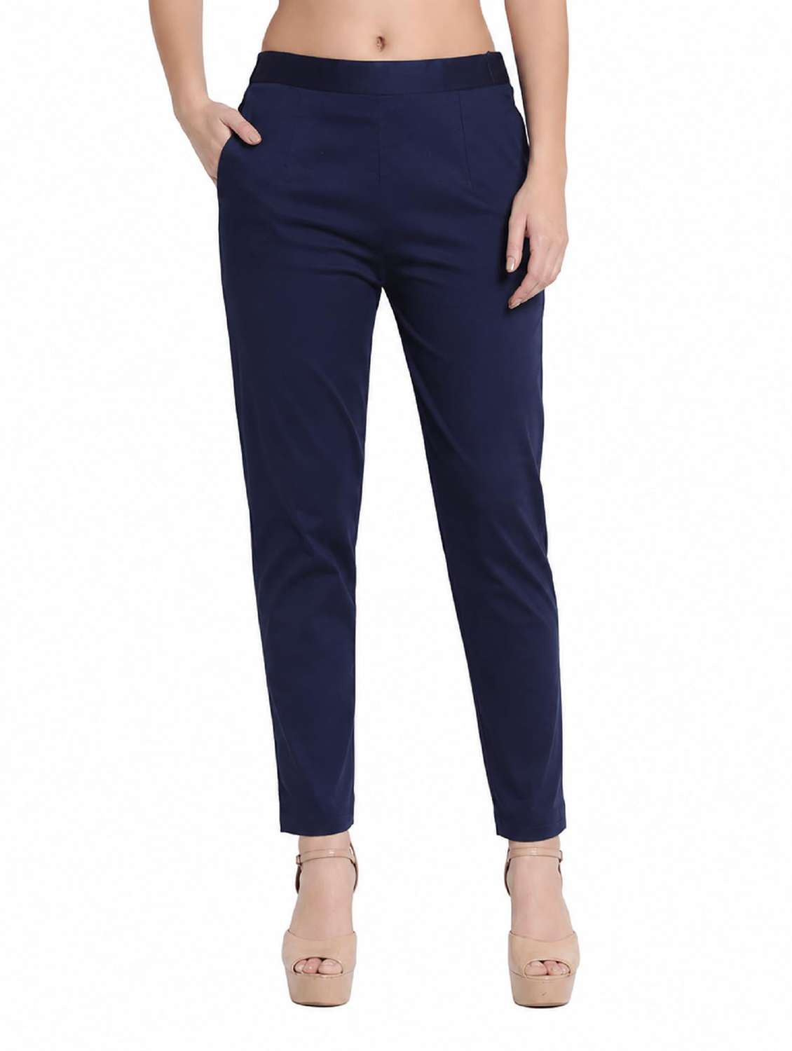 Women Solid Mid Rise Tapered Pant - 22615147 -  Standard Image - 2