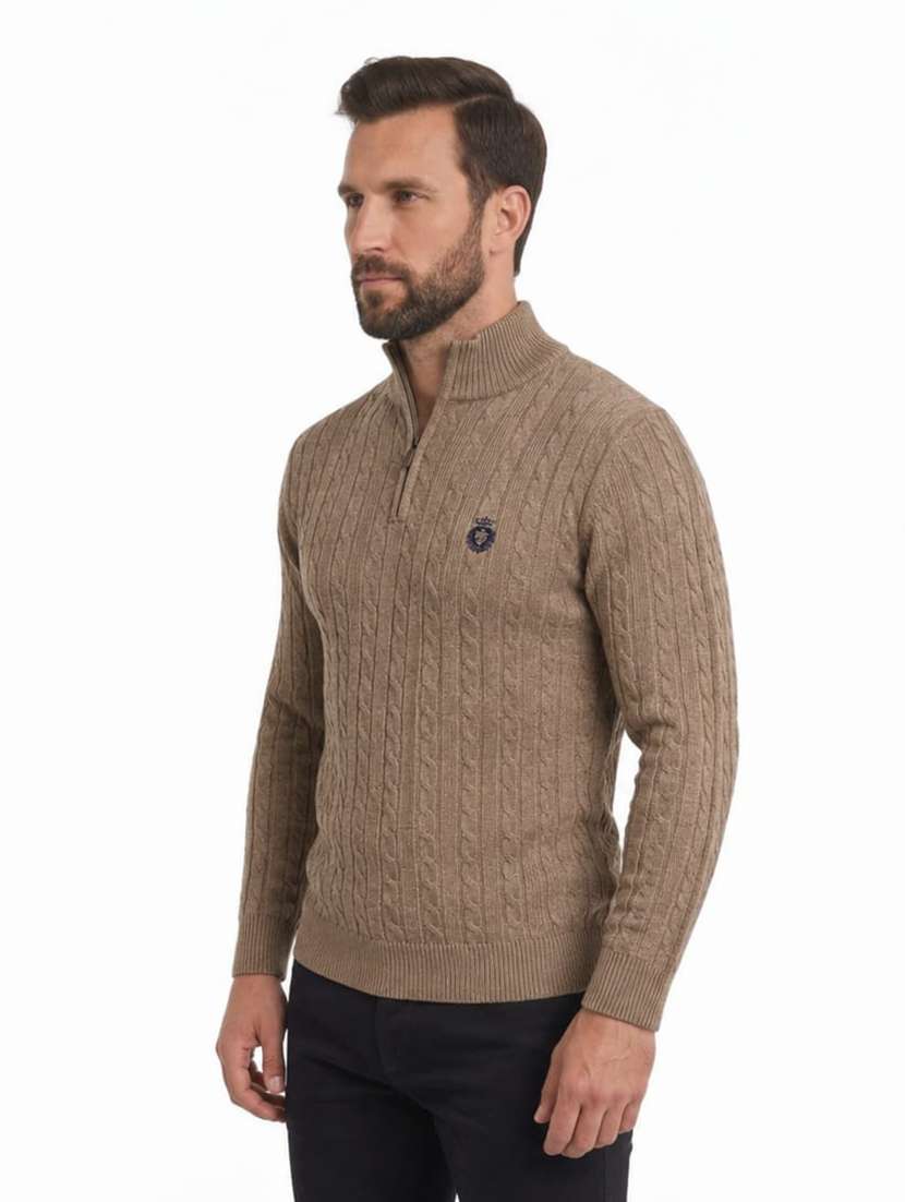 men self design stand collared pullover - 22615216 -  Standard Image - 2