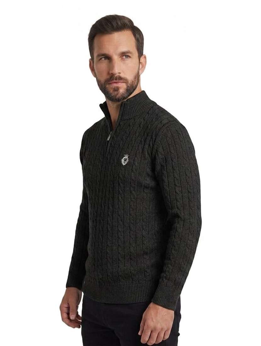 men self design stand collared pullover - 22615218 -  Standard Image - 2
