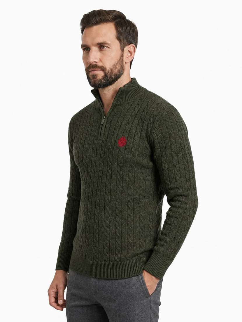 men self design stand collared pullover - 22615219 -  Standard Image - 2