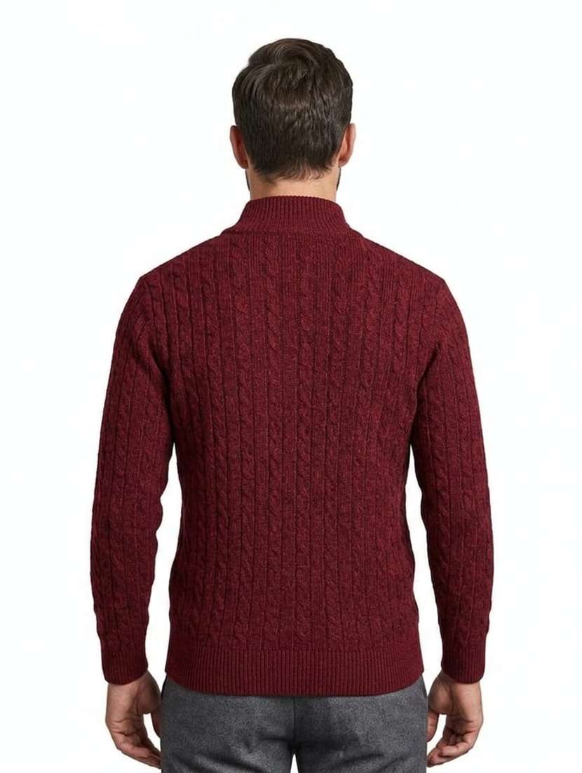 men self design stand collared pullover - 22615221 -  Standard Image - 2