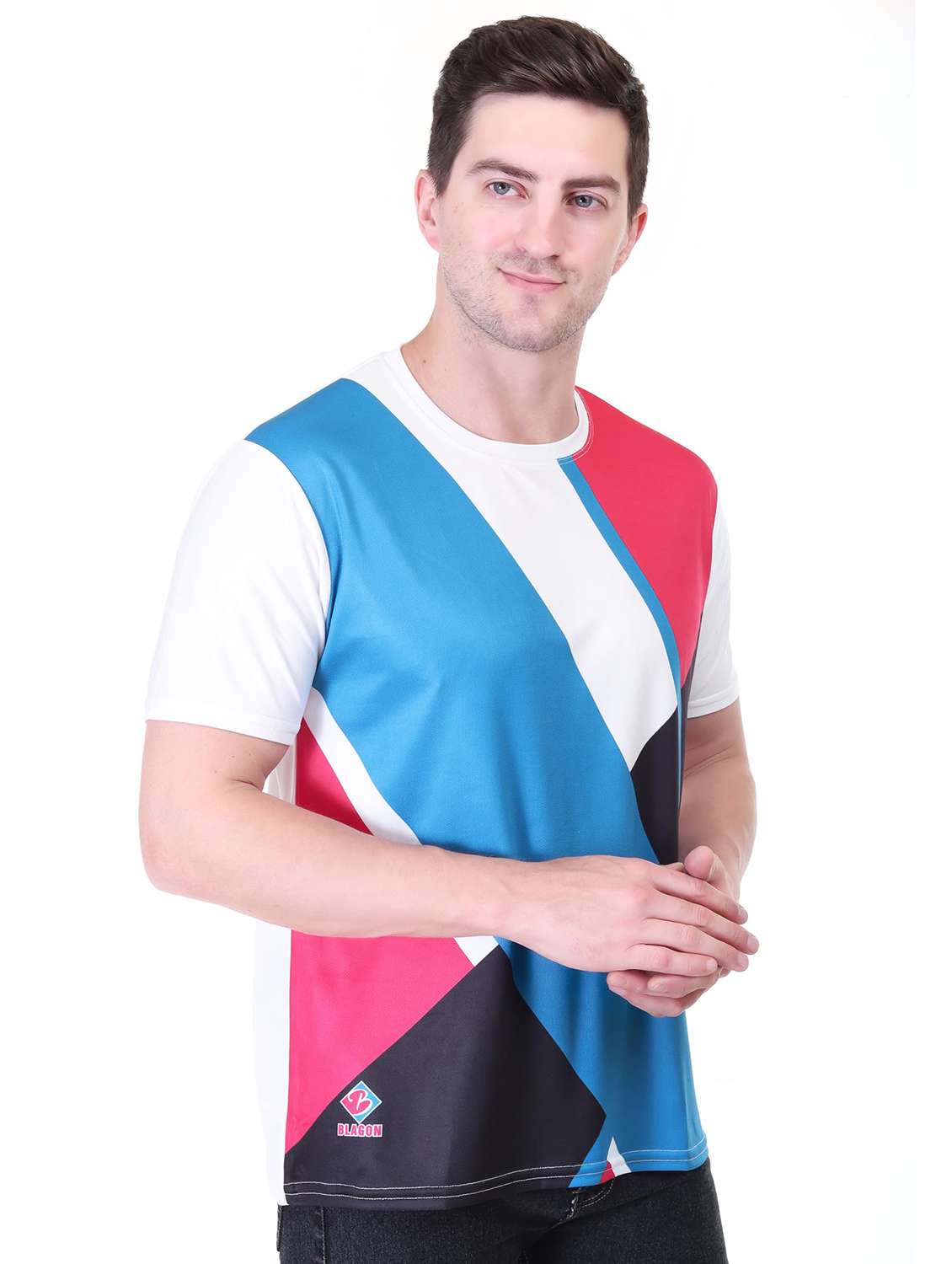 men colourblocked short sleeves regular fit t-shirt - 22615402 -  Standard Image - 2