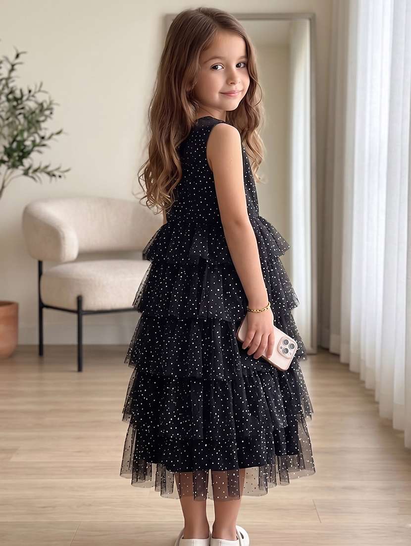 girls self design sleeveless layered dress - 22615501 -  Standard Image - 2