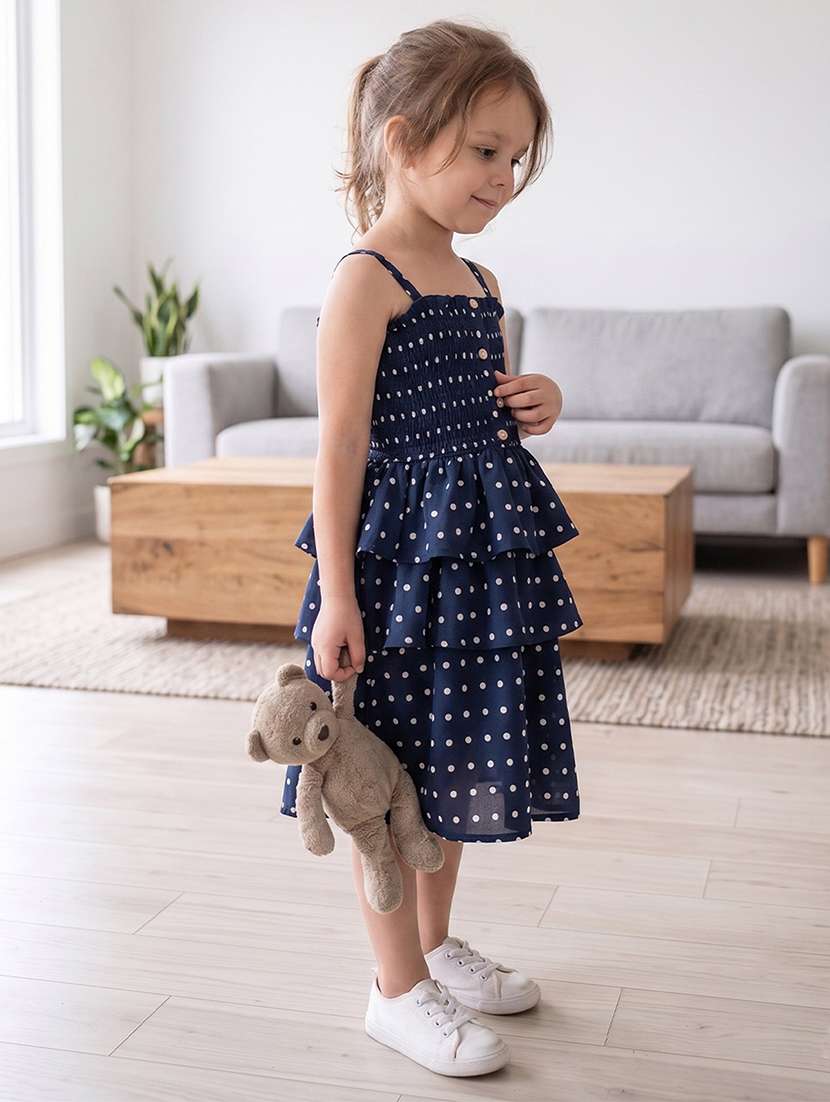 Girls Printed Sleeveless Layered Dress - 22615502 -  Standard Image - 2