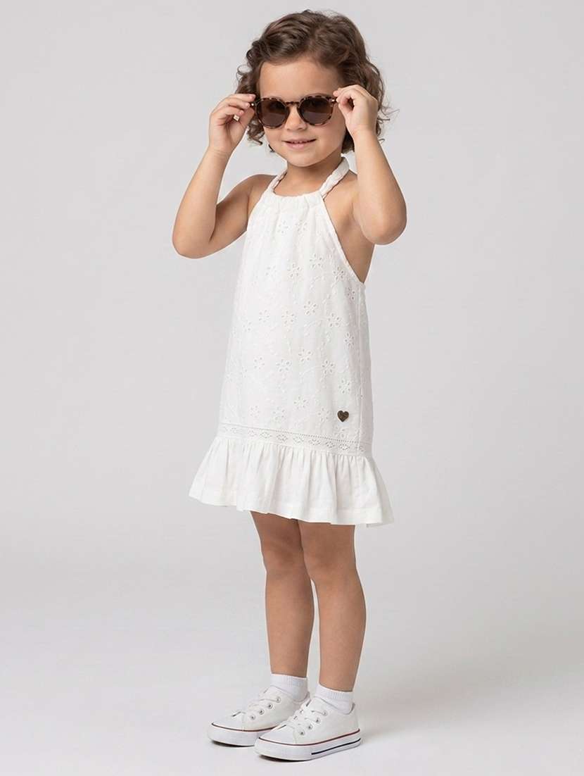 girls self design halter neck tiered dress - 22615510 -  Standard Image - 2