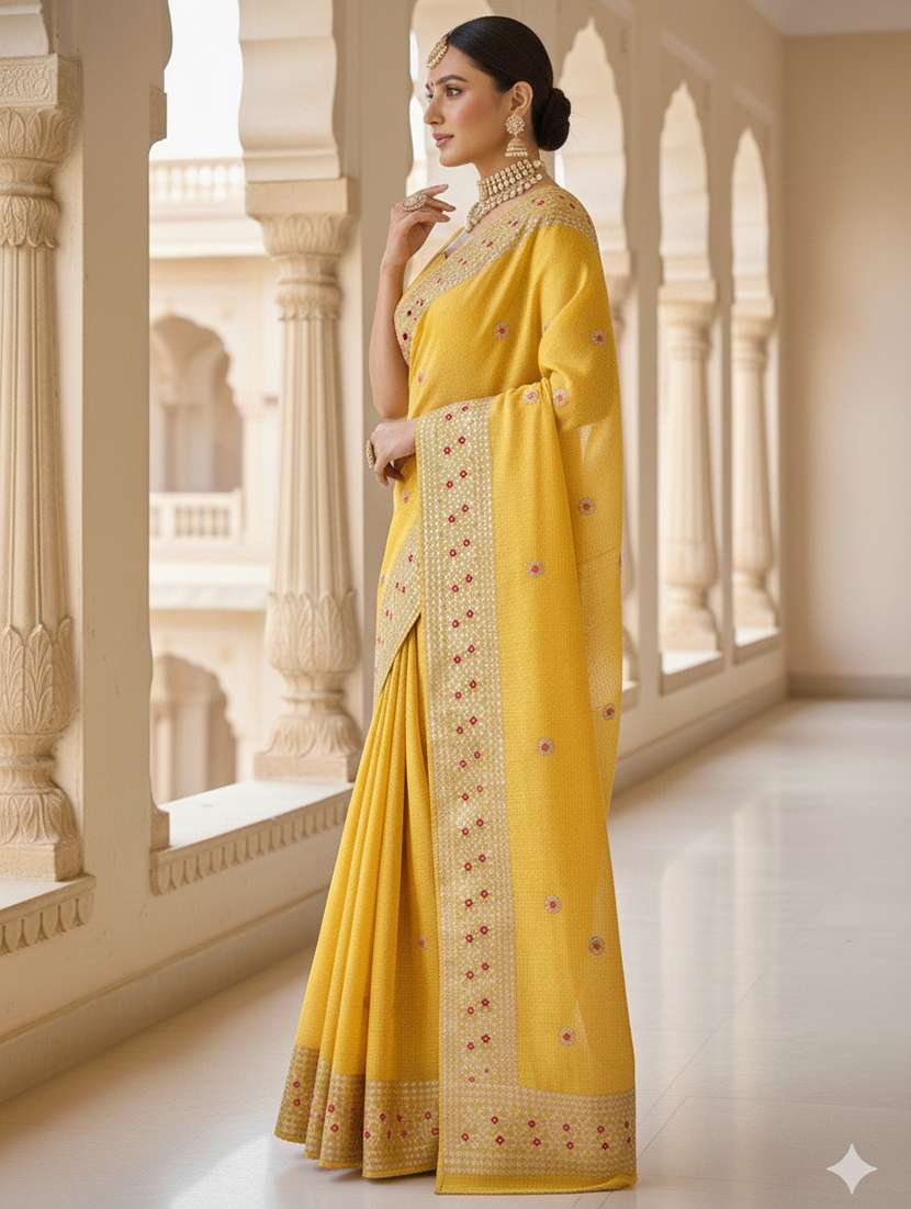 Women Checkered Kota Doria Saree With Blouse - 22615512 -  Standard Image - 2