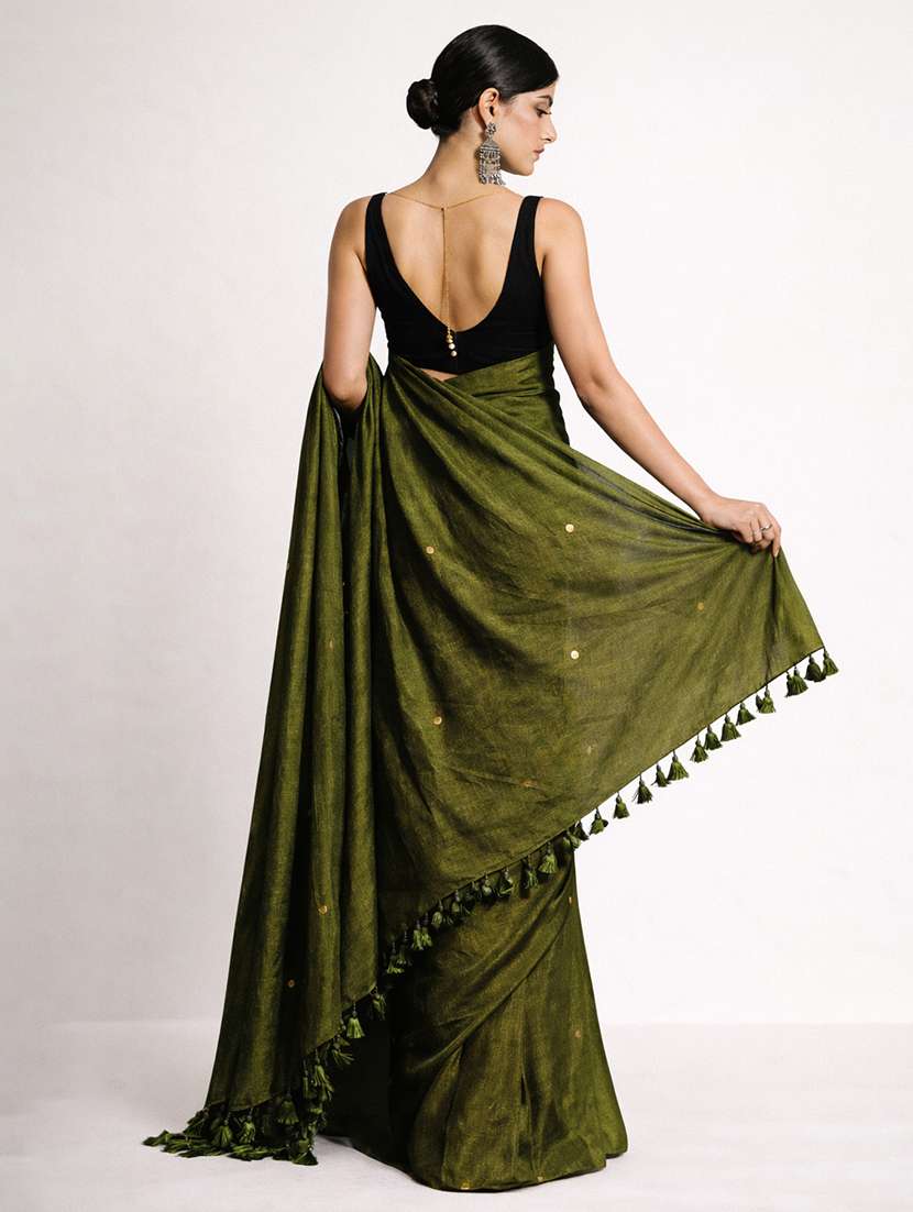 women solid with work handloom saree with blouse - 22615520 -  Standard Image - 2
