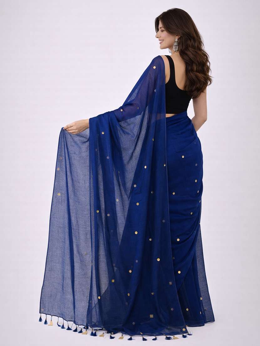 Women Solid With Work Handloom Saree With Blouse - 22615526 -  Standard Image - 2