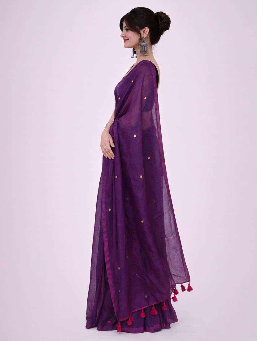 women solid with work handloom saree with blouse - 22615557 -  Standard Image - 2
