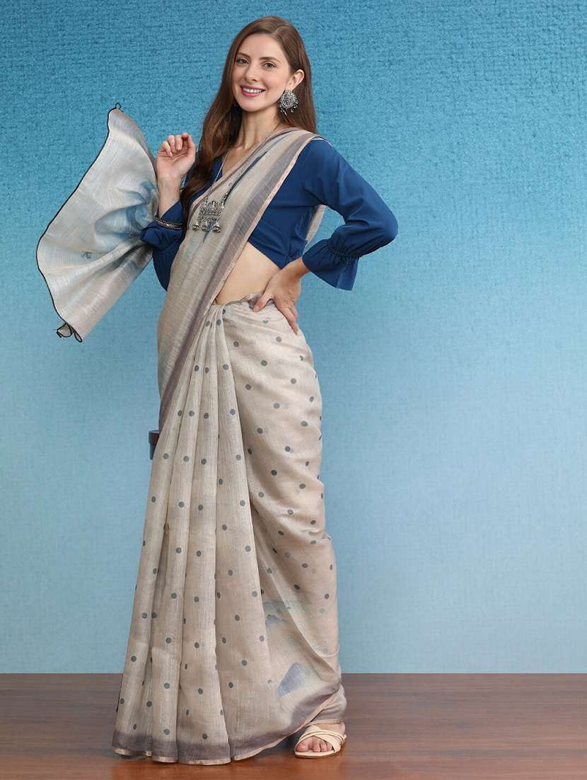 Women Printed Casual Wear Saree With Blouse - 22615569 -  Standard Image - 2