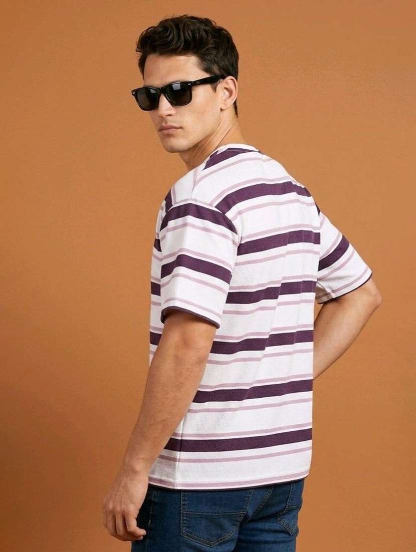 Men Striped Short Sleeve Regular Fit T-shirt - 22615629 -  Standard Image - 2