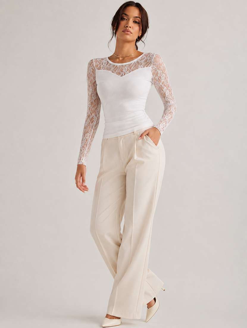 women self design long sleeves regular top - 22615706 -  Standard Image - 2