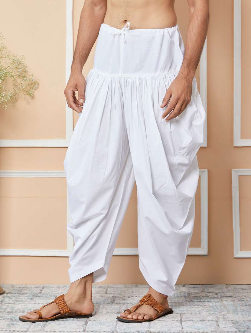 Men Solid Mid Rise Ethnic Bottom Wear Dhoti - 22615711 -  Standard Image - 2