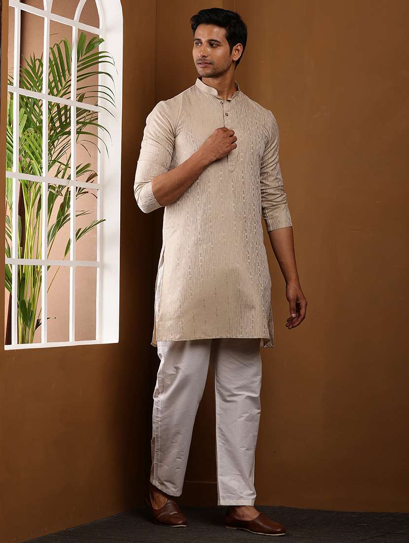 men self design mandarin neck kurta pyjama set - 22615747 -  Standard Image - 2
