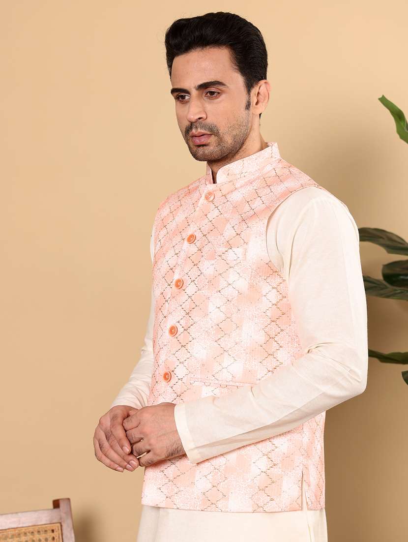 men self design mandarin neck kurta pyjama set - 22615777 -  Standard Image - 2