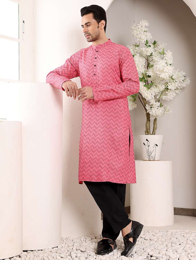 men self design mandarin neck kurta pyjama set - 22615796 -  Standard Image - 2