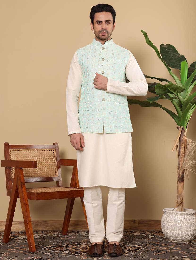 Men Embroidered Sleeveless Nehru Jacket - 22615839 -  Standard Image - 2