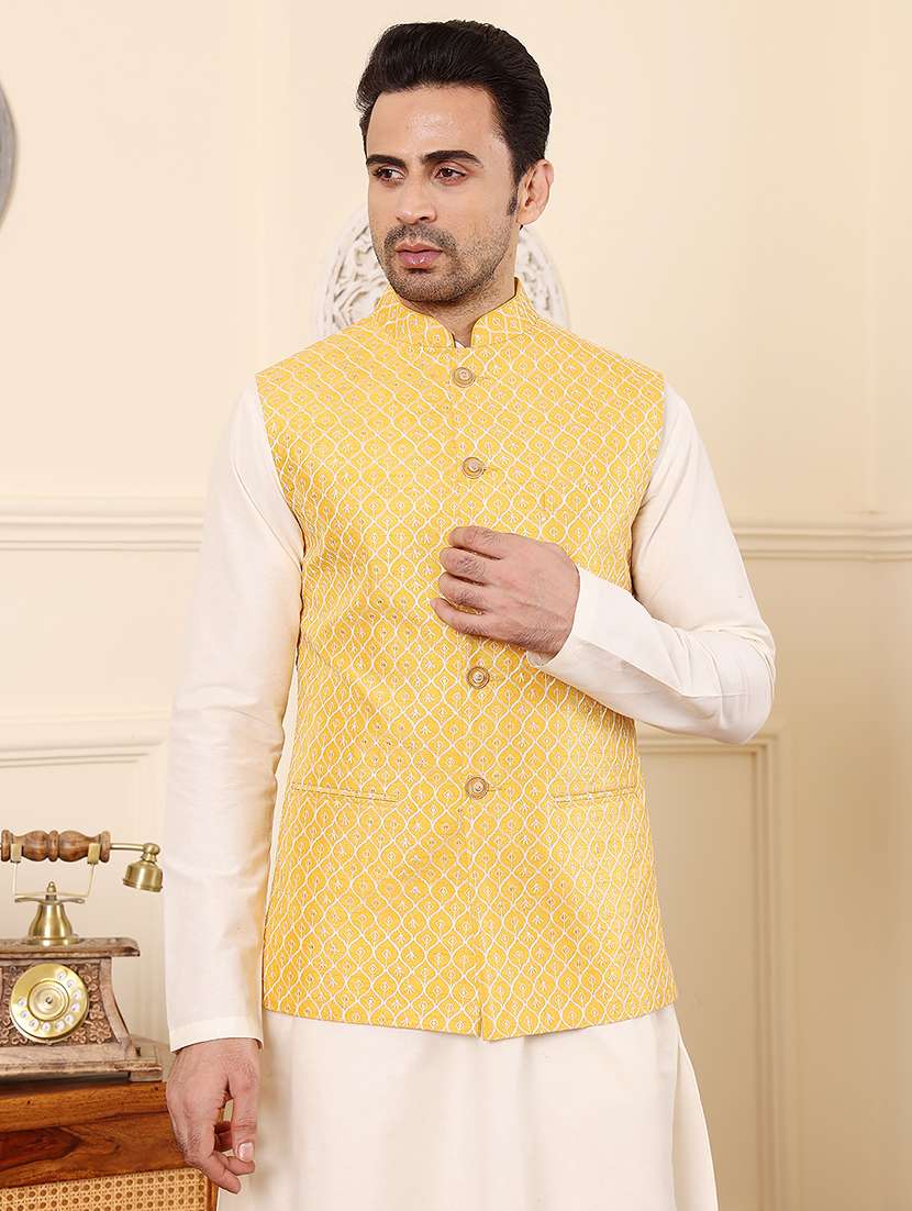 men embroidered sleeveless nehru jacket - 22615843 -  Standard Image - 2