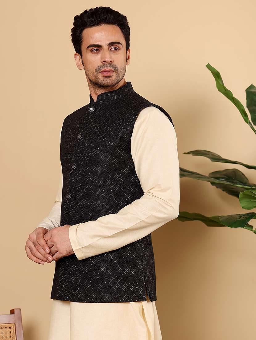 men self design sleeveless nehru jacket - 22615846 -  Standard Image - 2