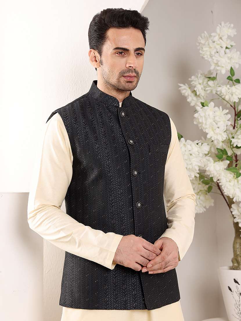 men embroidered sleeveless nehru jacket - 22615847 -  Standard Image - 2