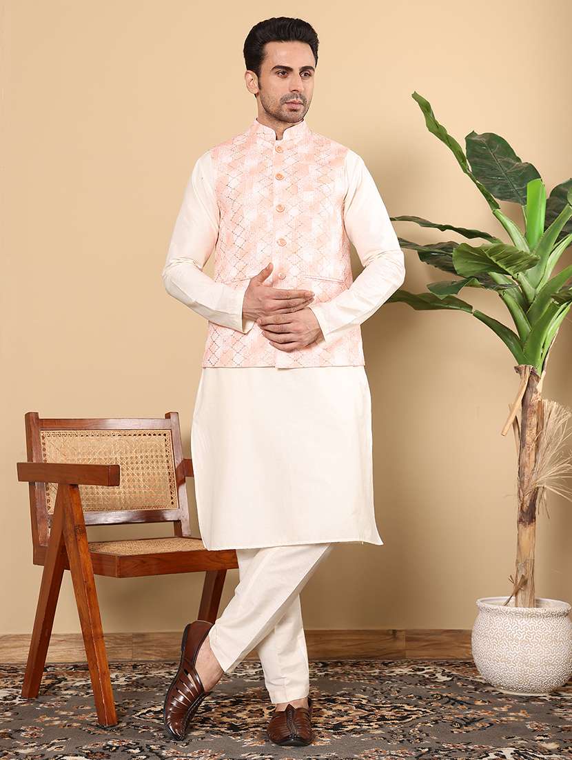 men self design sleeveless nehru jacket - 22615855 -  Standard Image - 2