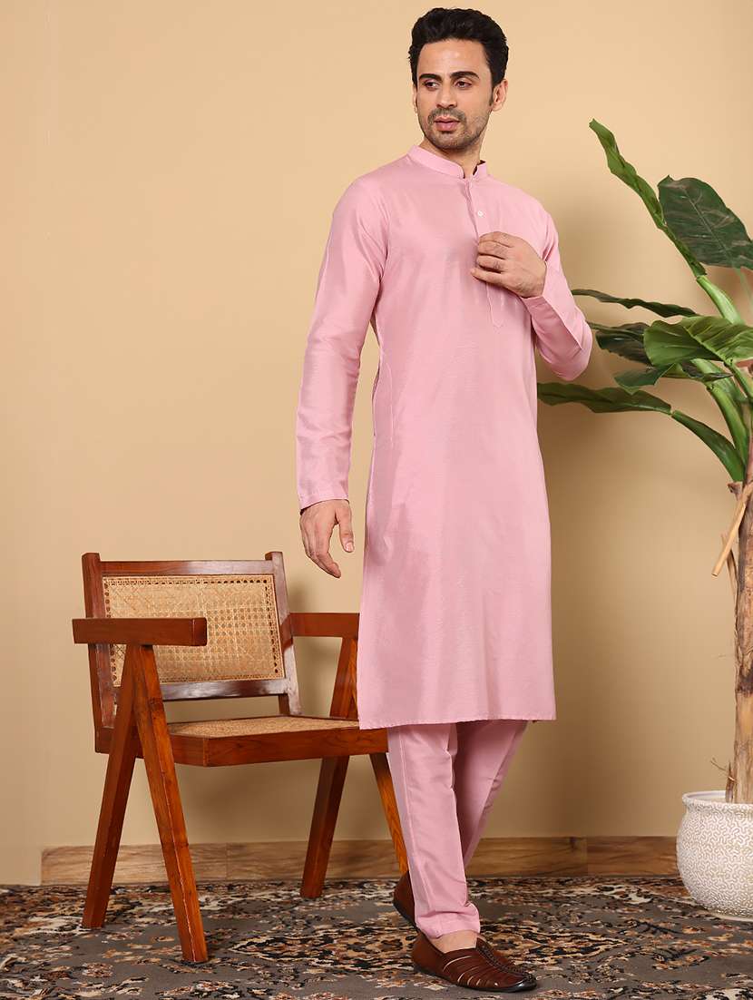 men solid mandarin neck long kurta - 22615865 -  Standard Image - 2