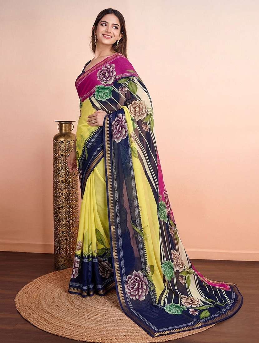 women printed casual wear saree with blouse - 22616062 -  Standard Image - 2