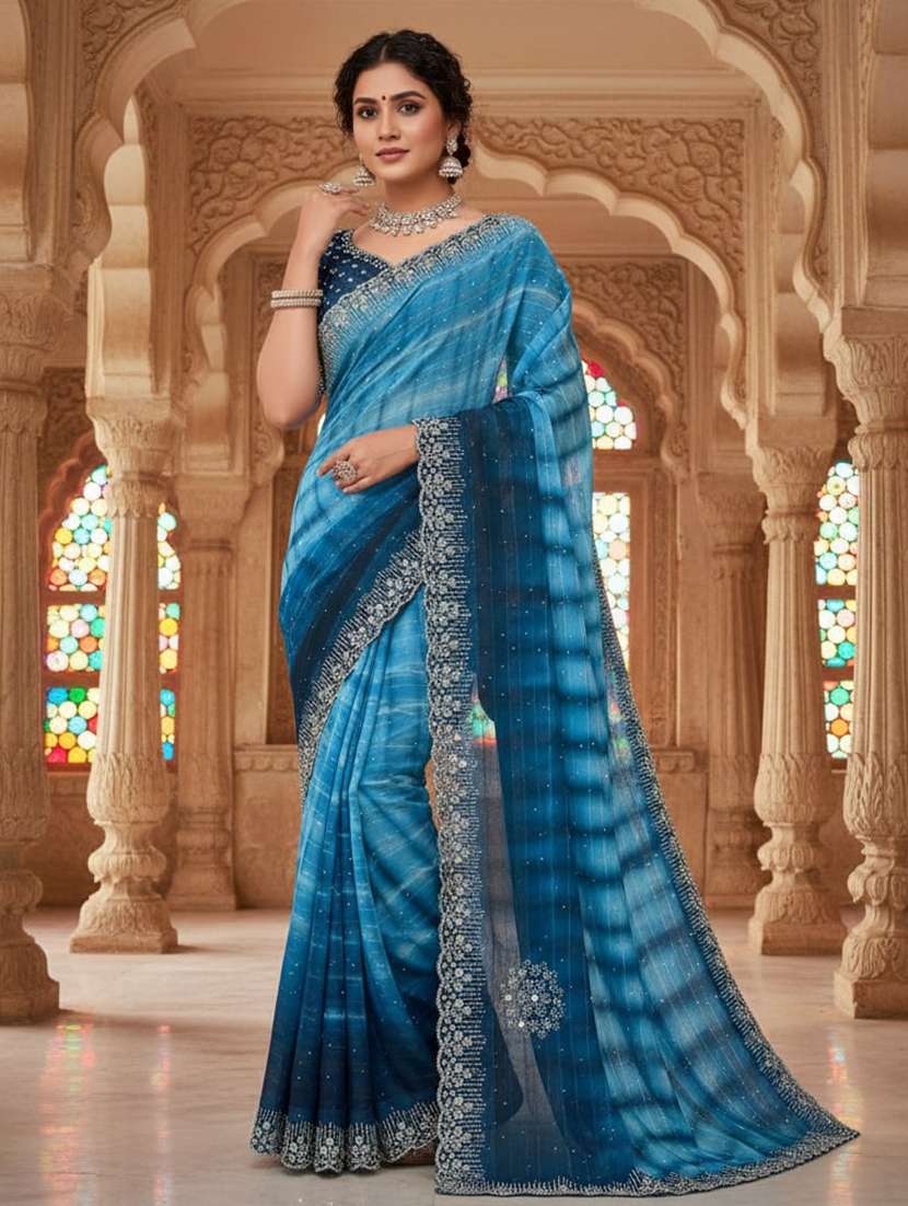 women tie & dye printed saree with blouse